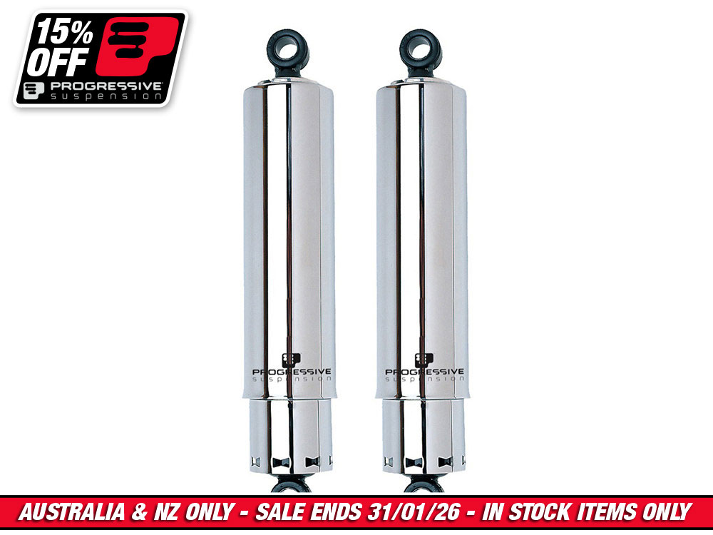412 Series, 13.5in. Rear Shock Absorbers with Full Covers - Chrome. Fits Big Twin 1958-1972.