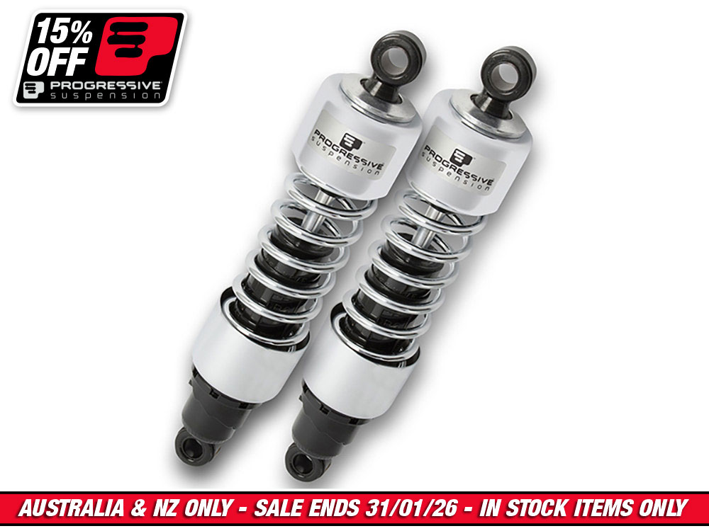 412 Series, 11in. Rear Shock Absorbers - Chrome. Fits 4Spd Big Twin 1973-1986