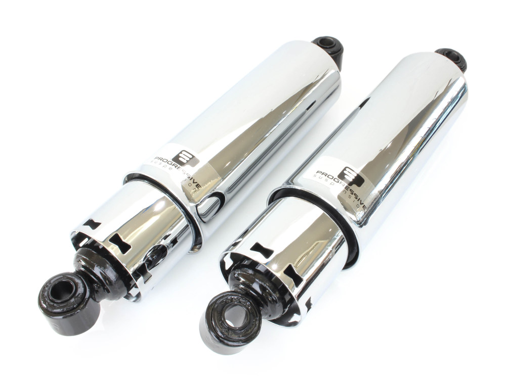 412 Series, 12in. Rear Shock Absorbers with Full Covers – Chrome. Fits 4Spd Big Twin 1973-1986