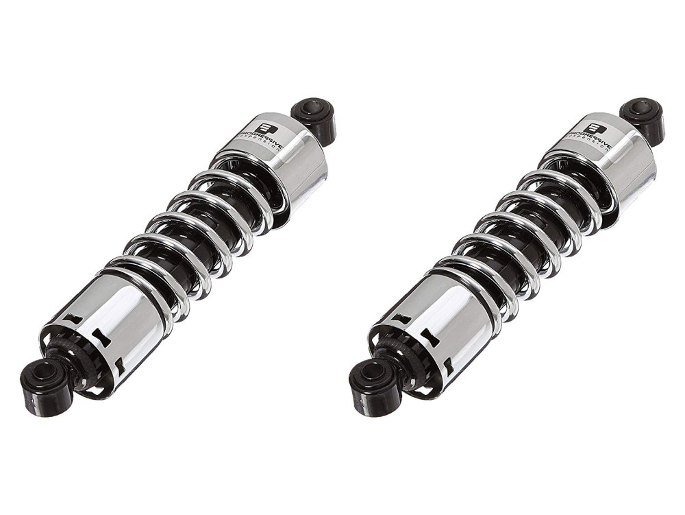 412 Series, 12in. Standard Spring Rate Rear Shock Absorbers – Chrome. Fits Dyna 1991-2017.
