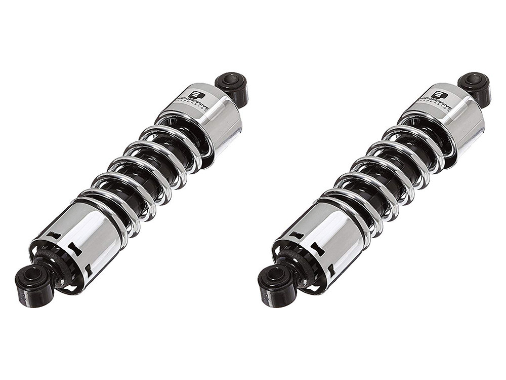 412 Series, 12in. Standard Spring Rate Rear Shock Absorbers - Chrome. Fits Dyna 1991-2017.