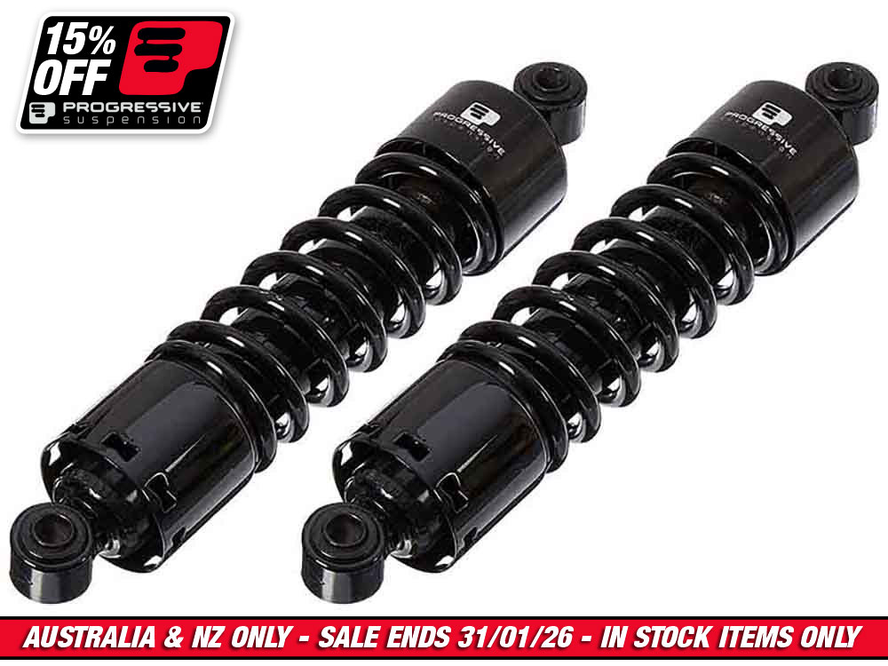 412 Series, 12.6in. Standard Spring Rate Rear Shock Absorbers - Black. Fits Dyna 1991-2017.