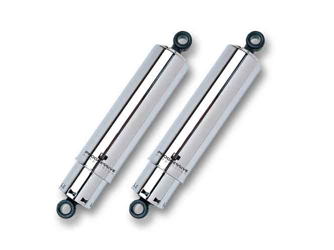 412 Series, 12in. Rear Shock Absorbers with Full Covers – Chrome. Fits Dyna 1991-2017.