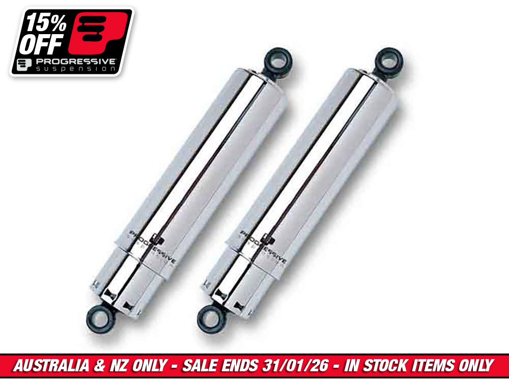 412 Series, 11in. Rear Shock Absorbers with Full Cover - Chrome. Fits Big Twin 1973-1986.
