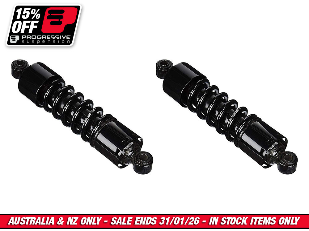 412 Series, 12in. Heavy Duty Spring Rate Rear Shock Absorbers - Black. Fits Dyna 1991-2017.