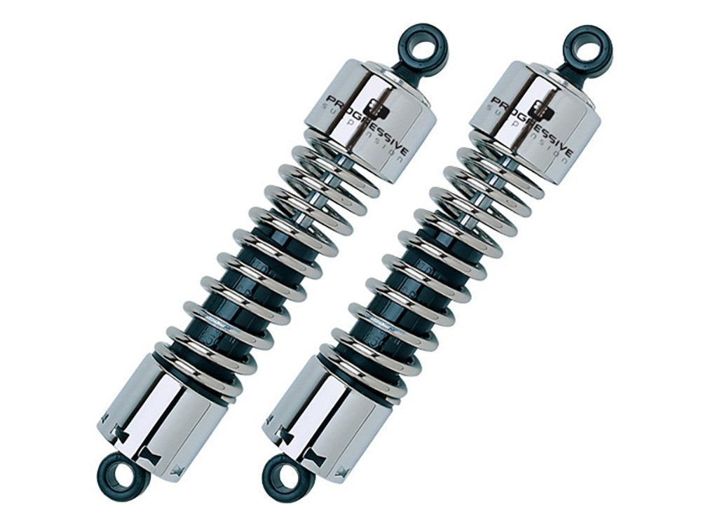 412 Series, 12in. Standard Spring Rate Rear Shock Absorbers – Chrome. Fits Touring 1980-2005, Sportster 1979-2003 & FXR 1982-1994.