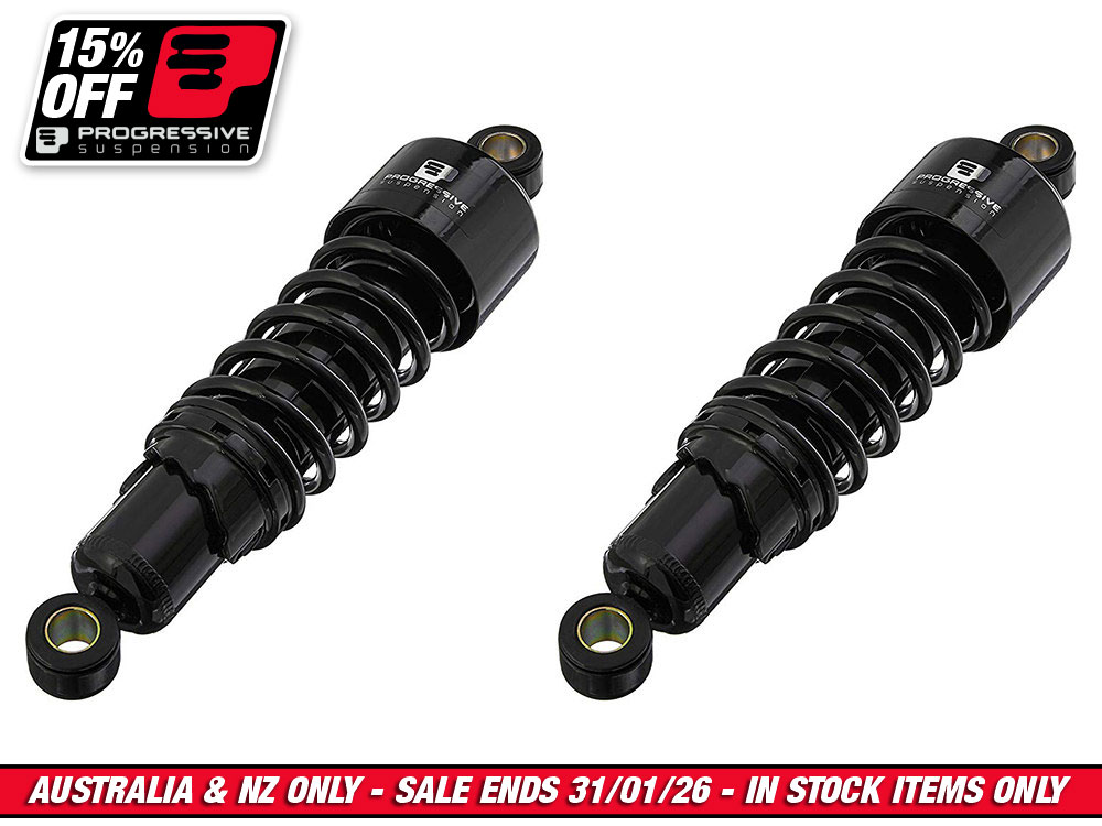 412 Series, 11in. Standard Spring Rate Rear Shock Absorbers - Black. Fits Sportster 2004-2021