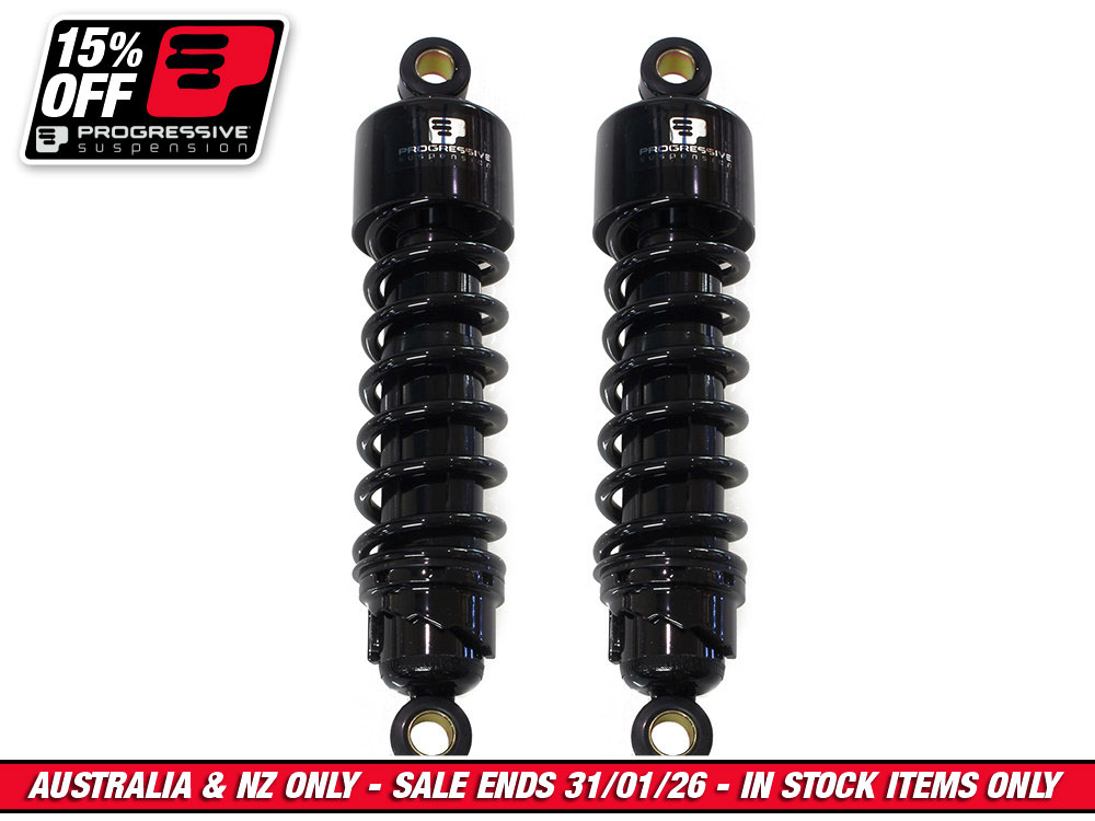 412 Series, 11.5in. Standard Spring Rate Rear Shock Absorbers - Black. Fits Sportster 2004-2021