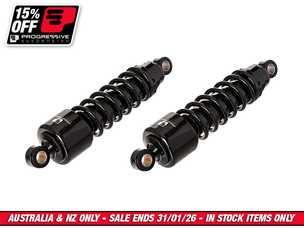 412 Series, 12.5in. Standard Spring Rate Rear Shock Absorbers - Black. Fits Sportster 2004-2021