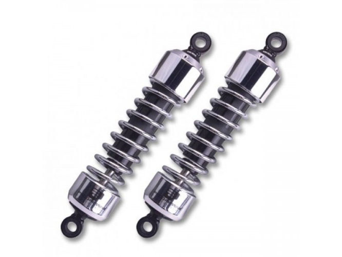 412 Series, 12.5in. Standard Spring Rate Rear Shock Absorbers – Chrome. Fits Sportster 2004-2021
