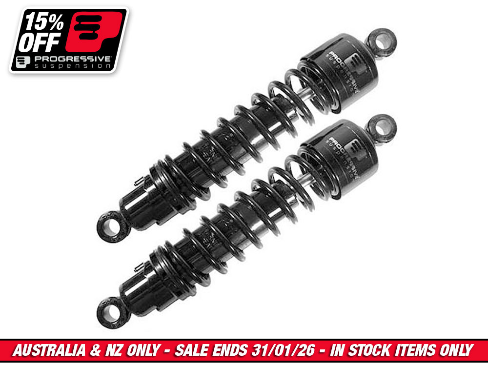 412 Series, 13in. Standard Spring Rate Rear Shock Absorbers - Black. Fits Sportster 2004-2021