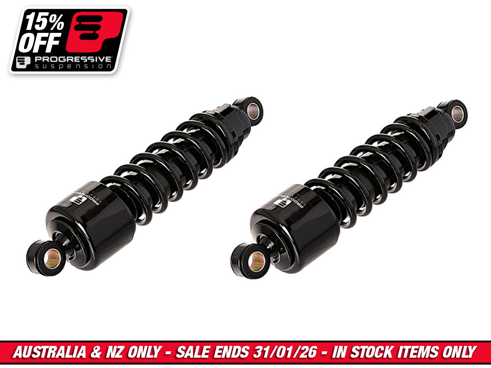 412 Series, 12in. Standard Spring Rate Rear Shock Absorbers - Black. Fits Sportster 2004-2021