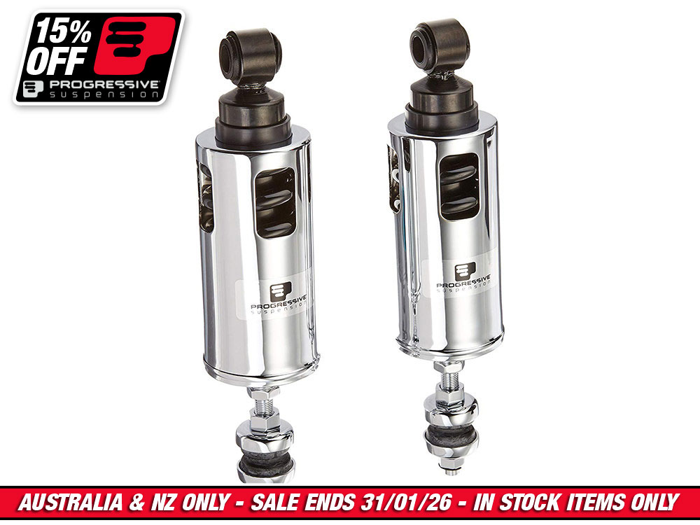 422 Series, Heavy Duty Spring Rate Rear Shock Absorbers - Chrome. Fits Softail 2000-2017.
