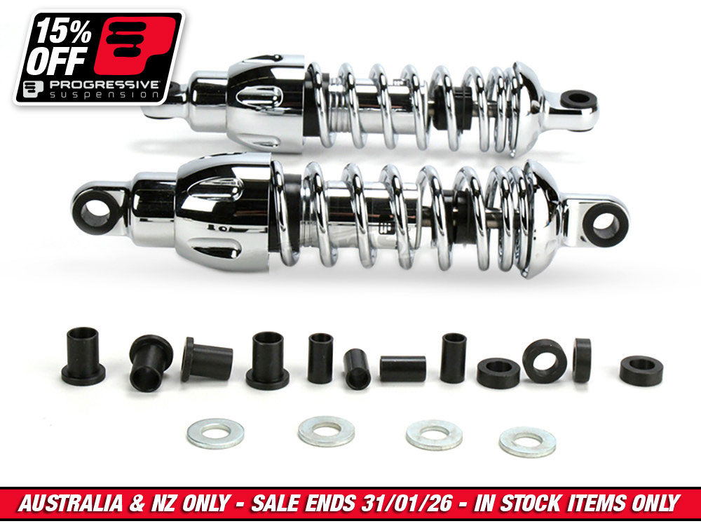 430 Series, 11in. Standard Spring Rate Rear Shock Absorbers - Chrome. Fits Sportster 2004-2021