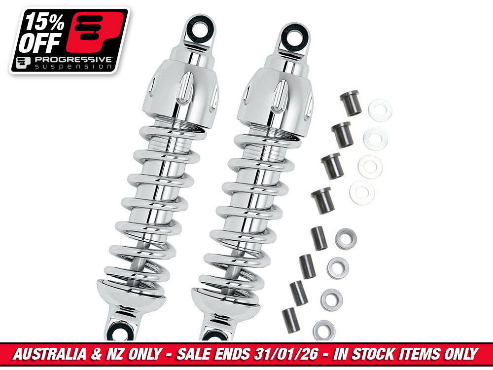 430 Series, 12in. Heavy Duty Spring Rate Rear Shock Absorbers - Chrome. Fits Street 2015-2020