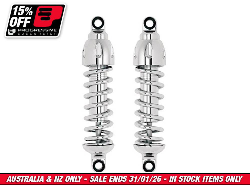 430 Series, 13in. Standard Spring Rate Rear Shock Absorbers - Chrome. Fits Street 2015-2020