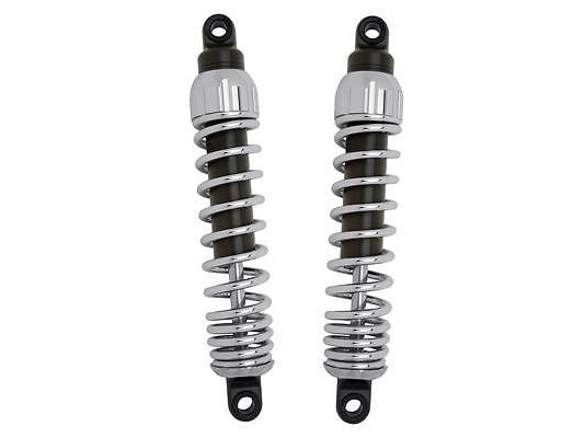 444 Series, 13in. Standard Spring Rate Rear Shock Absorbers – Chrome. Fits Touring 1980up, Sportster 1979-2003 & FXR 1982-1994.