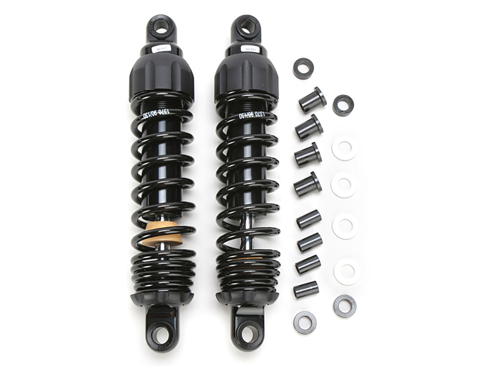 444 Series, 11.5in. Standard Spring Rate Rear Shock Absorbers – Black. Fits Dyna 1991-2017.