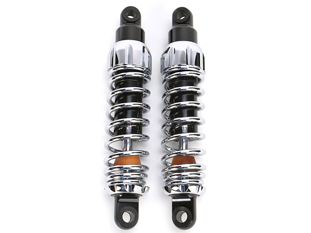 444 Series, 11.5in. Standard Spring Rate Rear Shock Absorbers – Chrome. Fits Sportster 2004-2021