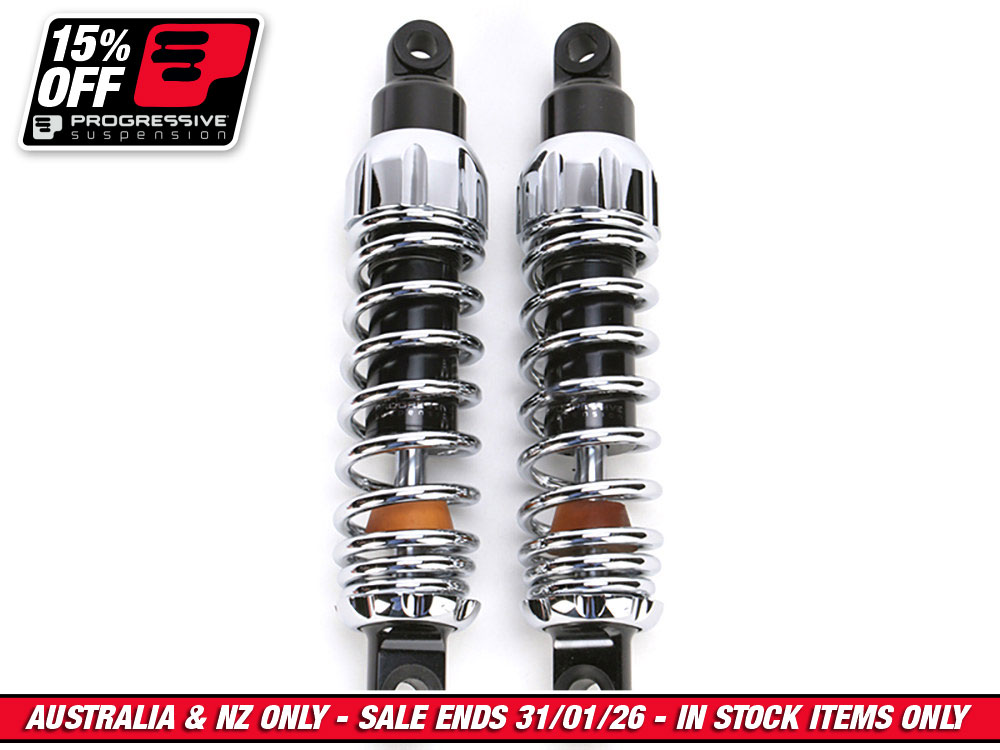 444 Series, 11in. Standard Spring Rate Rear Shock Absorbers - Chrome. Fits Scout 2015up.