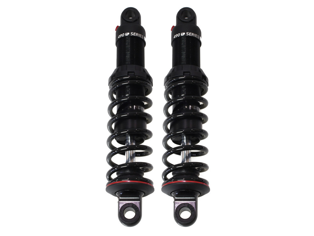 490 Series, 12in. Rear Shock Absorbers – Black. Fits Touring 1980up.