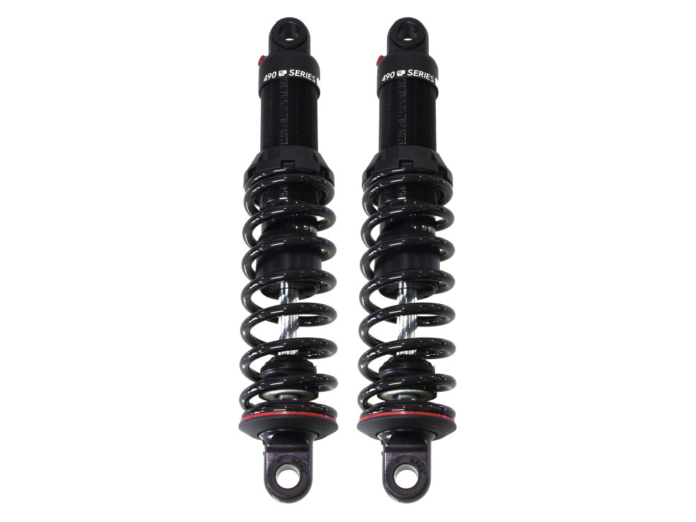 490 Series, 13in. Heavy Duty Spring Rate Rear Shock Absorbers – Black. Fits Touring 1980up.