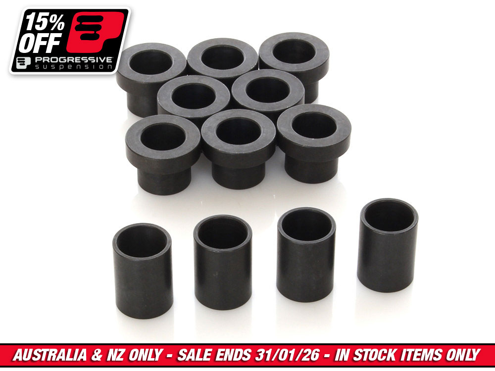 Shock Bushing Rebuild Kit. Fits Progressive shocks for Touring, Sportster & XR.