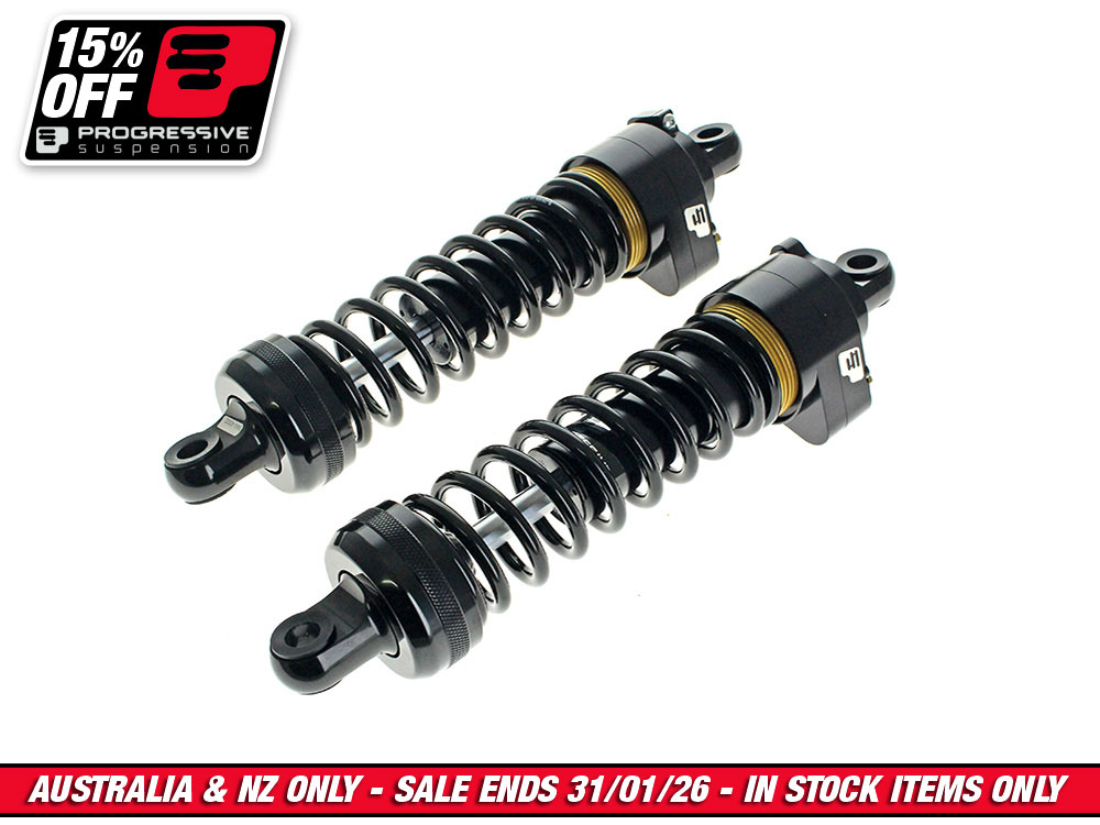 944 Series with Quik Preload System, 13in. Standard Spring Rate Rear Shock Absorbers - Black. Fits Touring 1980up.