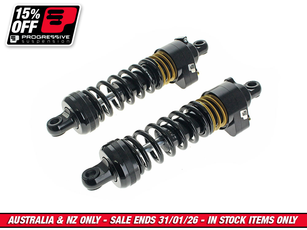944 Ultra Low Series with Quik Preload System, 12.5in. Heavy Duty Spring Rate Rear Shock Absorbers - Black. Fits Touring 1980up.