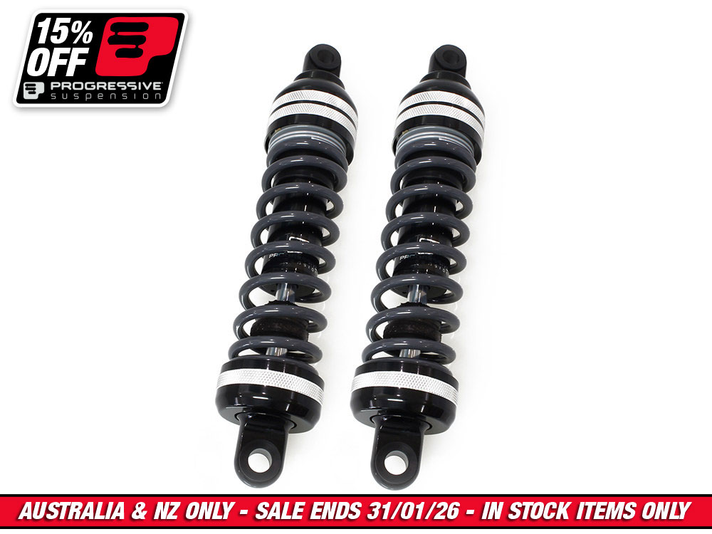 944 Series, 13in. Heavy Duty Spring Rate Rear Shock Absorbers - Black. Fits Touring 1980up.