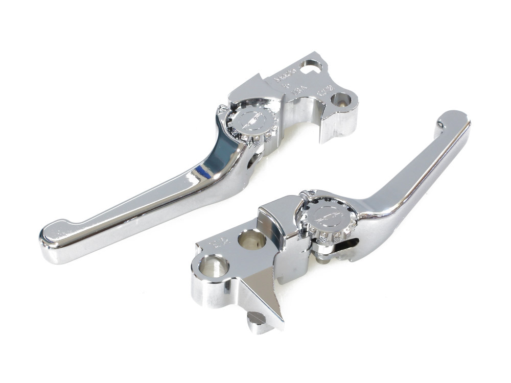 Adjustable Anthem Levers – Chrome. Fits Softail 1996-2014, Dyna 1996-2017, Touring 1996-2007, Sportster 1996-2003.