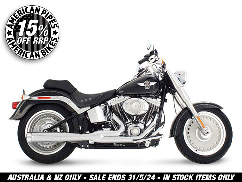 2-into-1 Exhaust – Chrome with Chrome End Cap. Fits Softail 1986-2017.