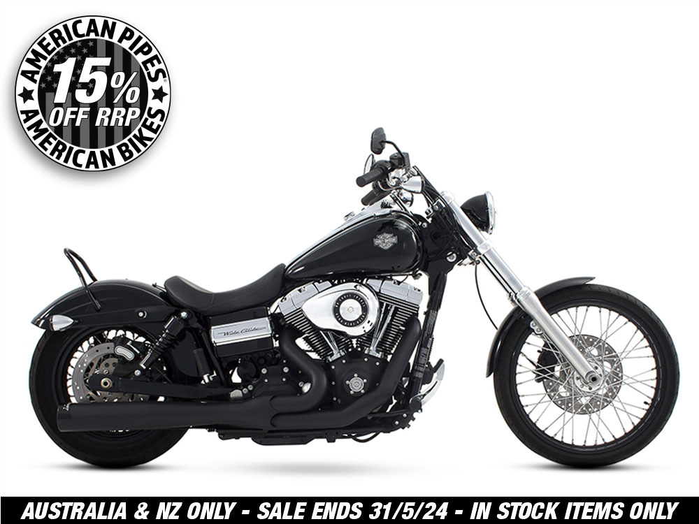 2-into-1 Exhaust – Black with Black End Cap. Fits Dyna 2006-2017.