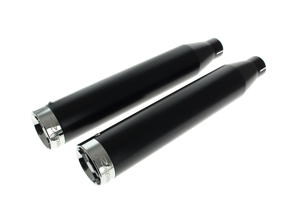 3in. Slip-On Mufflers - Black with Chrome End Caps. Fits Dyna 1995-2017
