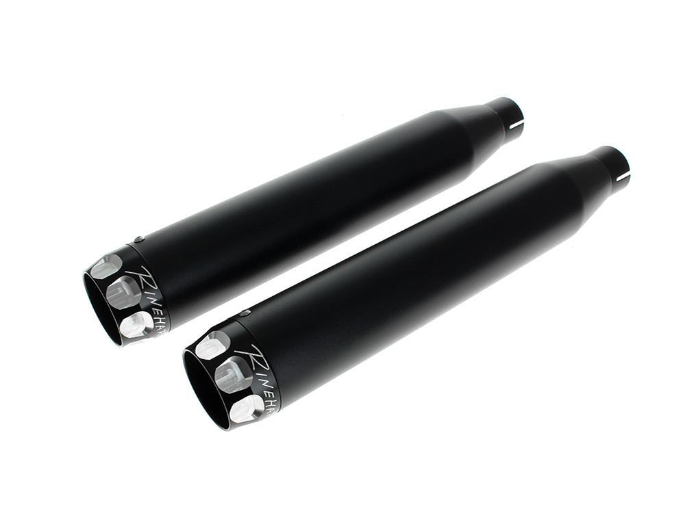 3in. Slip-On Mufflers - Black with Black Scalloped End Caps. Fits Dyna 1995-2017