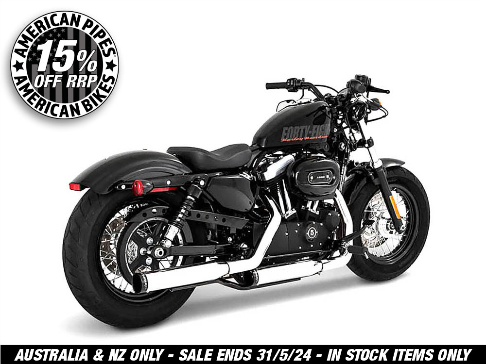 3in. Slip-On Mufflers – Chrome with Black End Caps. Fits Sportster 2014-2021