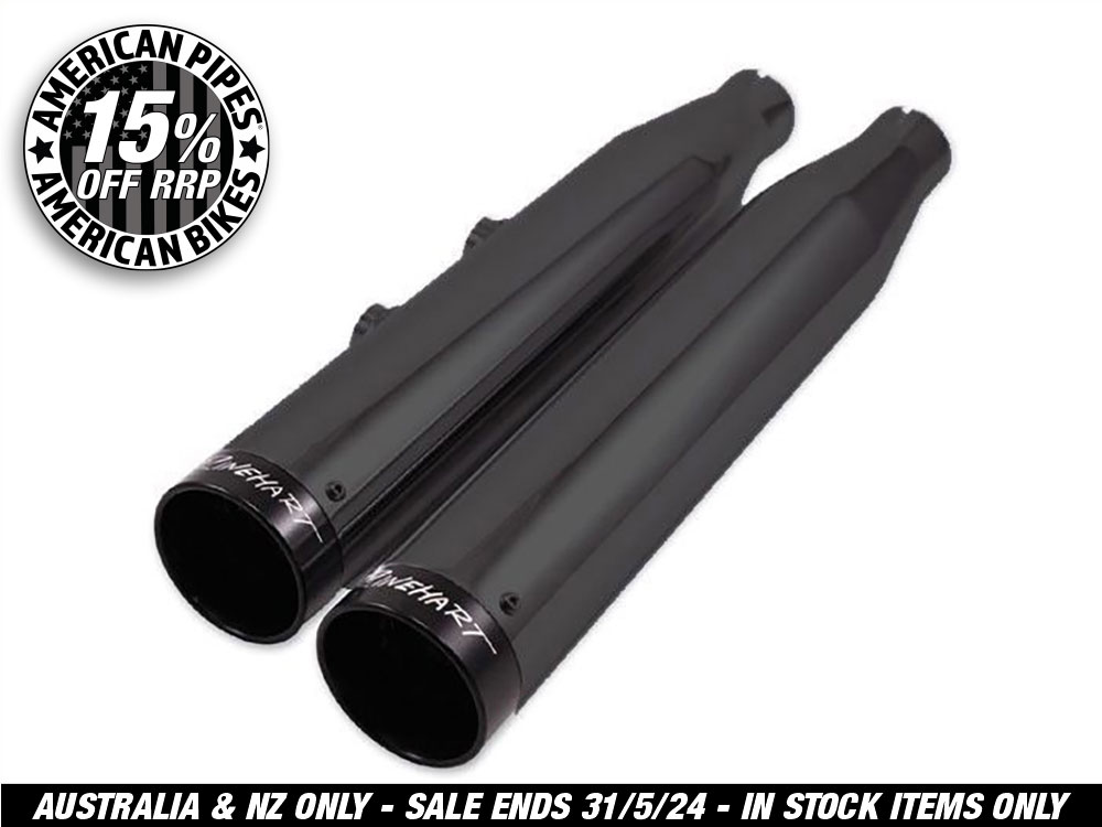 3in. Slip-On Mufflers – Black with Black End Caps. Fits Sportster 2014-2021