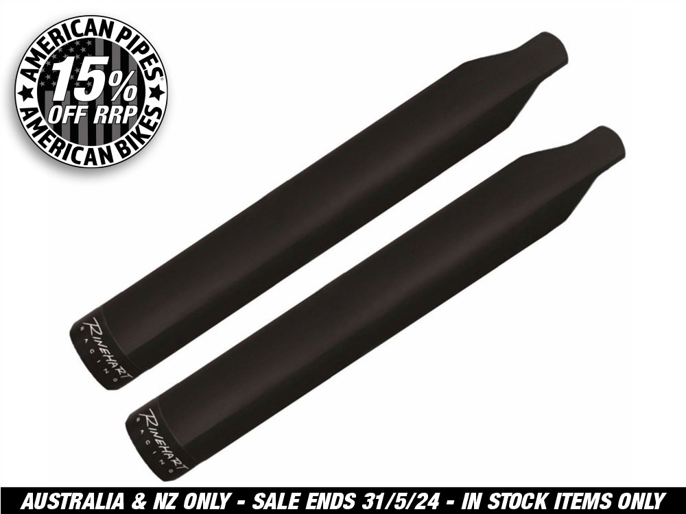 4in. Slip-On Mufflers - Black with Black End Caps. Fits Indian Big Twin 2014up with Hard Saddle Bags. 