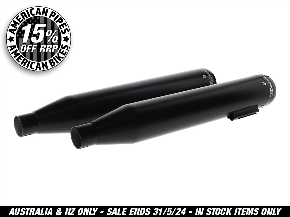 3-1/2in. Slip-On Mufflers - Black with Black End Caps. Fits Indian Scout 2015up.