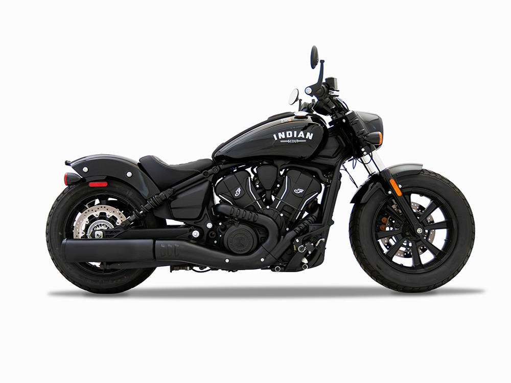 4.5in. DBX45 Slip-On Muffler - Black with Black End Cap. Fits Indian Scout 2025up