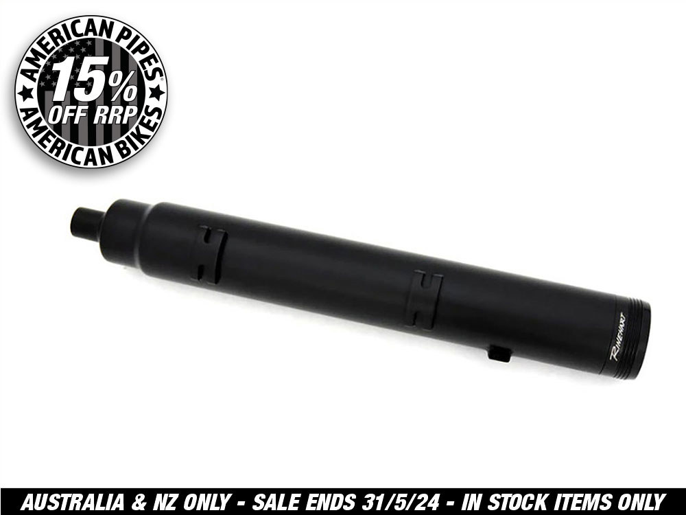 4.5in. DBX45 Slip-On Mufflers – Black with Black End Caps. Fits Indian Big Twin with Hard Saddle Bags.