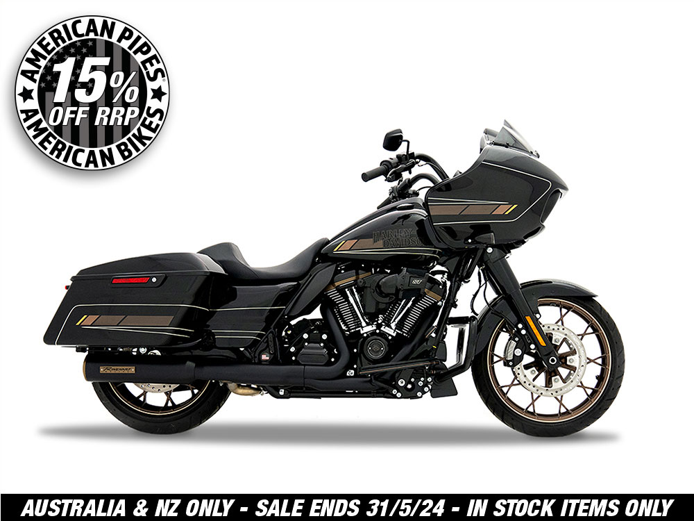 4-1/2in. HP45 Slip-On Short Race Inspired Mufflers - Black with Bronze End Caps. Fits Touring 2017up.