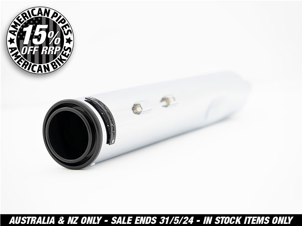 4-1/2in. HP45XL Slip-On Mufflers - Chrome with Black End Caps. Fits Touring 2017up.