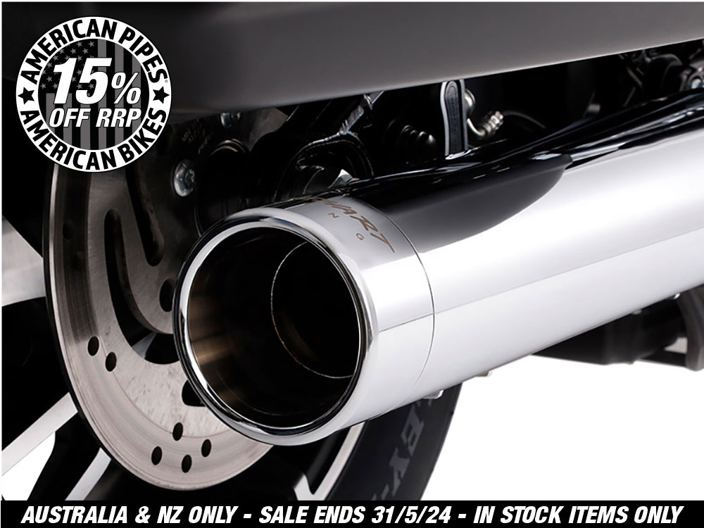 4in. Slip-On Muffler - Chrome with Chrome End Cap. Fits Sport Glide 2018up.