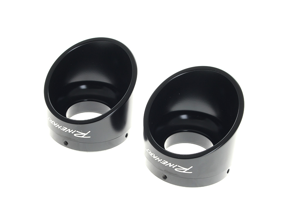 Slash Cut End Caps - Black. Fits Rinehart 4.5in. Mufflers