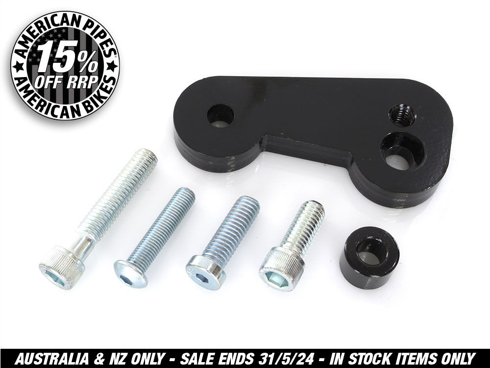 Staggered System Relocation Spacer Kit. Fits Street Bob & Low Rider 2018up Models with Mid Mounts.