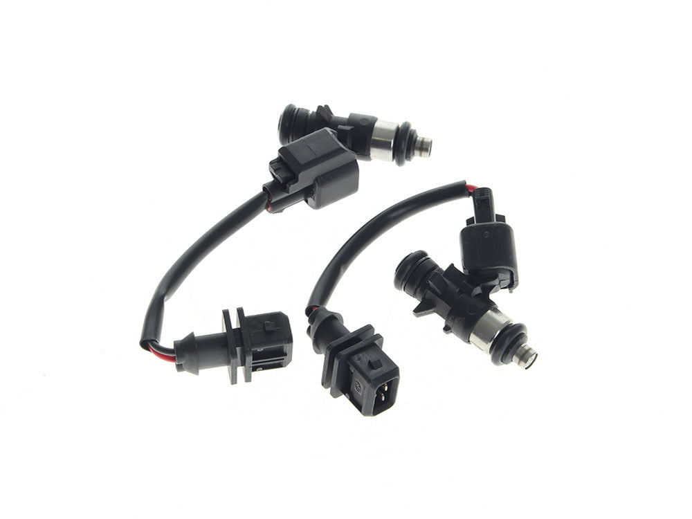 5.38g/s Fuel Injector Set. Fits Touring 2002-2005 & 2008-2016, Dyna 2004-2005, Softail 2001-2005 & 2016-2017, Sportster 2007-2017, V-Rod 2002-2017