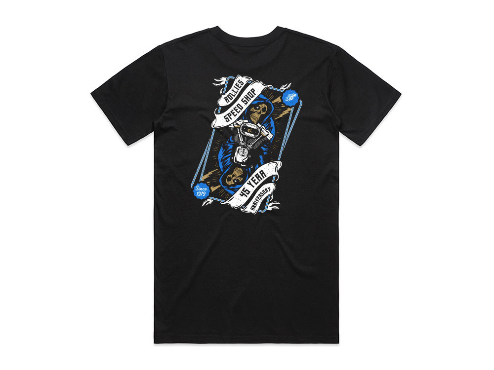 X-Large Rollies Speed Shop 45th Anniversary Black T-Shirt