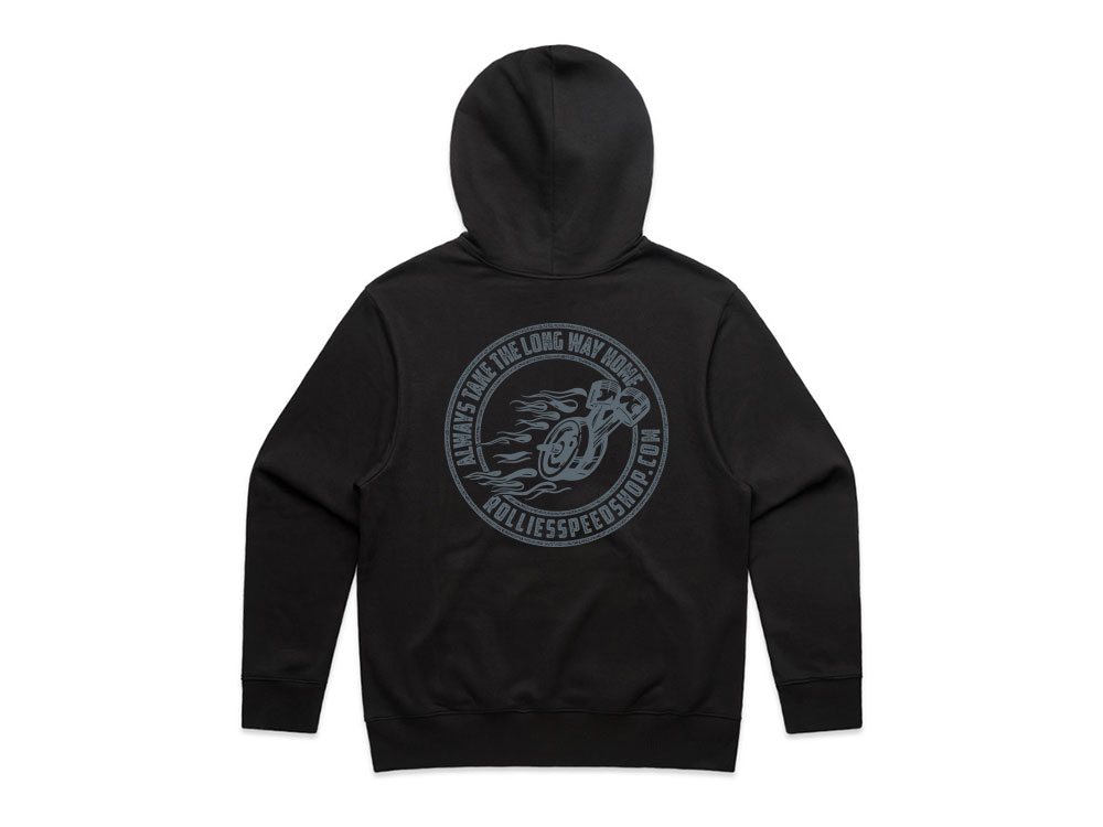 Rollies Speed Shop X-Large Rollies Speed Shop Long Way Home Black Hoodie
