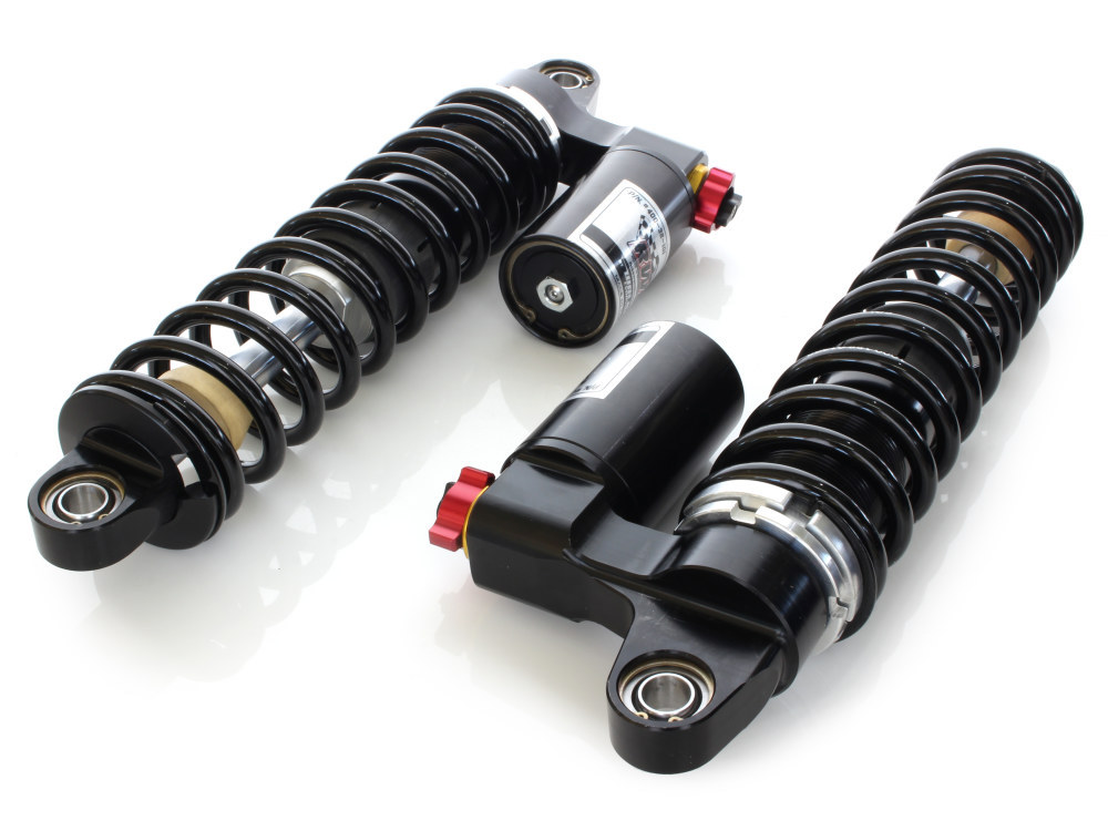 13in. RS-1 Piggyback Rear Shock Absorbers – Black. Fits Dyna 1991-2017.